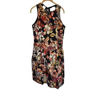 Leifsdottir Short Floral Sleeveless Dress Bow 6‎ Anthropologie Metallic Thick